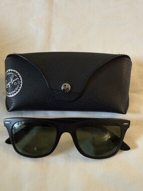 Ray-Ban Polarized Black Frame Sunglasses with Green Lenses